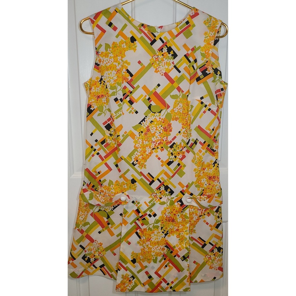 Vintage 60s Starlight of Miami Floral Mod Shift Dress Jumper Flower Power Shorts